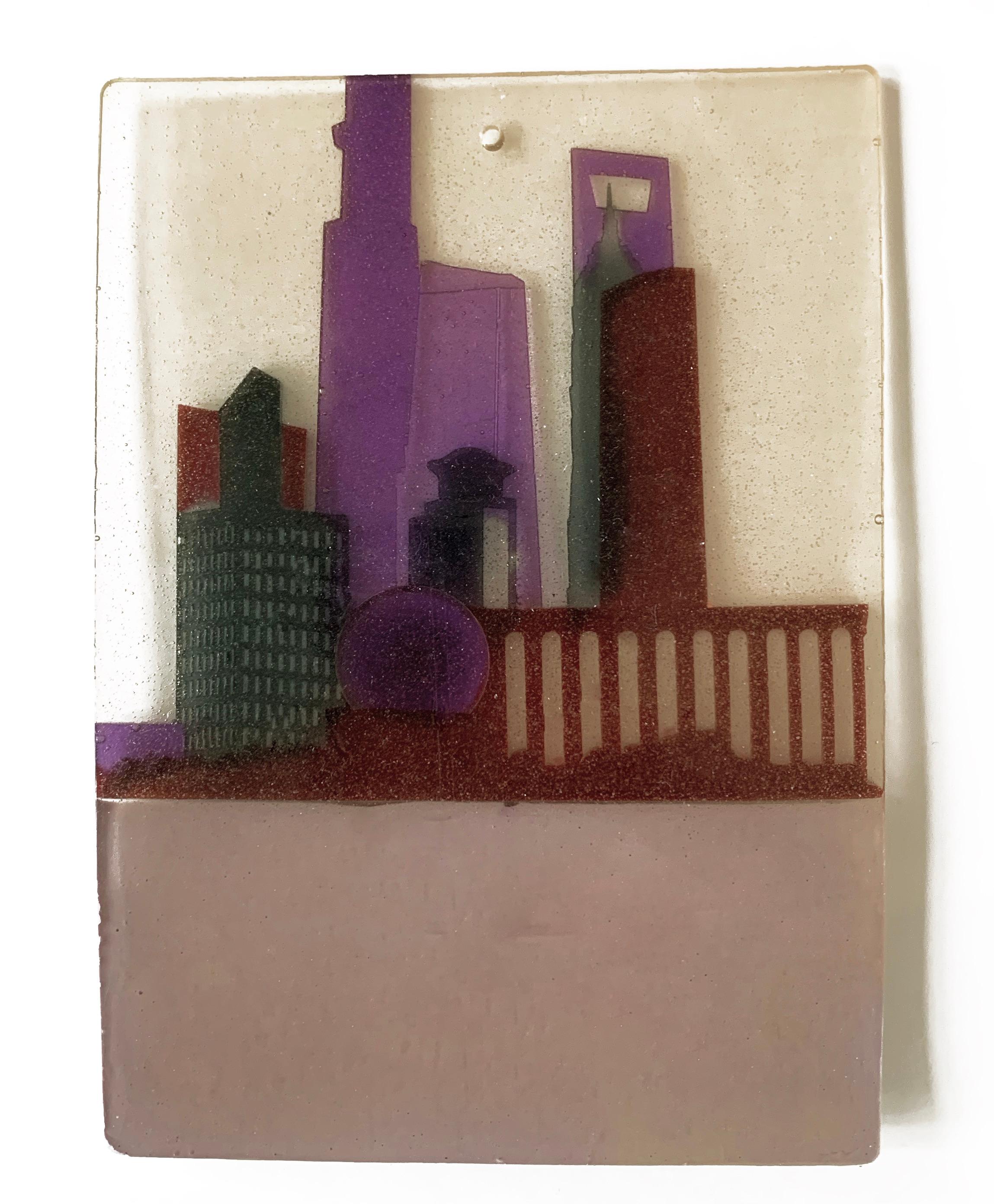 Hand-Crafted Gaetano Pesce Resin Invitations, Set of 2 with Dramatic Cityscapes