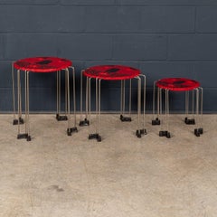 Gaetano Pesce Set of 3 Red Resin Fish Design Tables from Italy