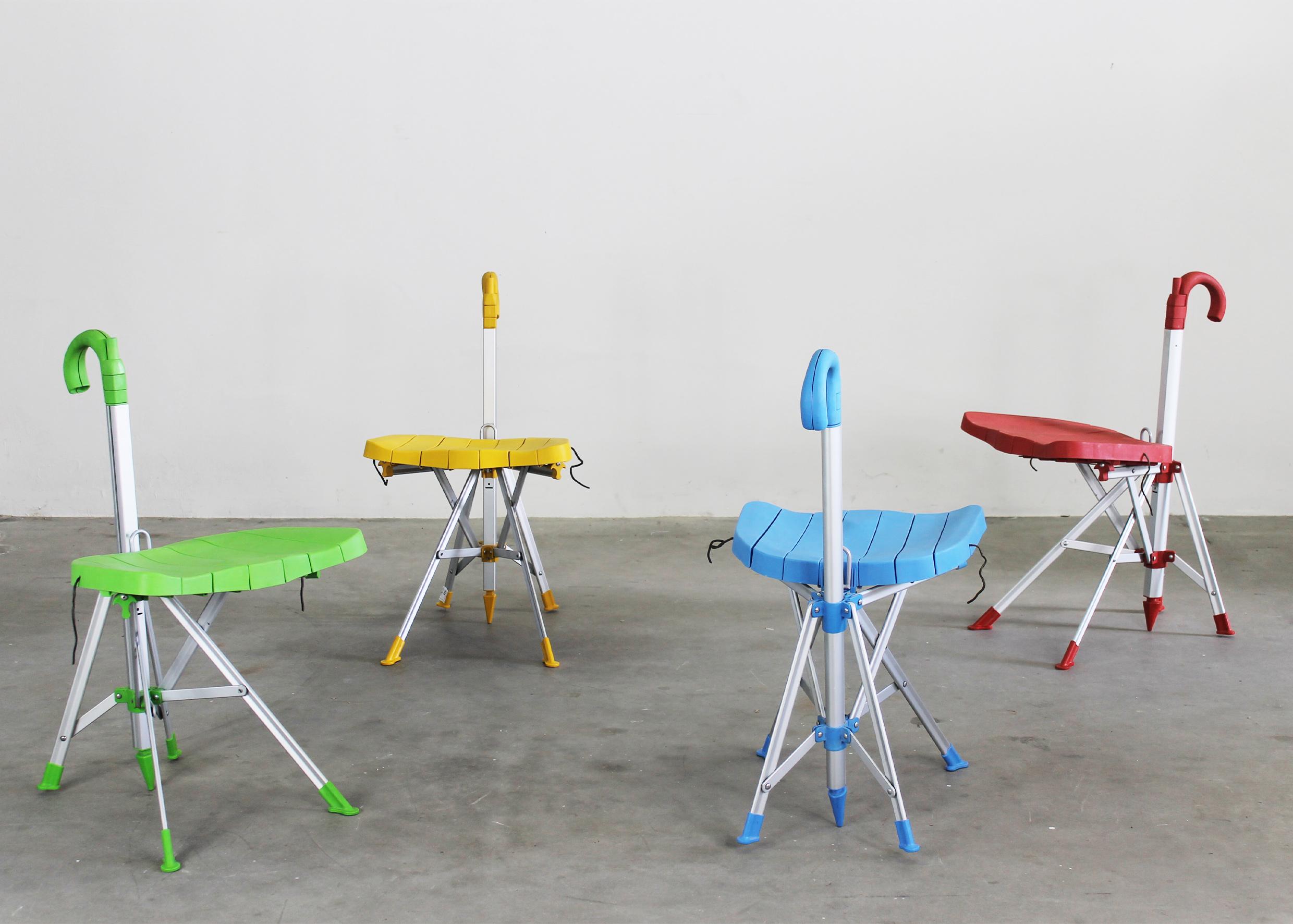 Altro Gaetano Pesce Set di quattro sedie a ombrello multicolore di Zerodisegno anni '90 in vendita