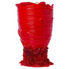 Vaso contemporaneo Gaetano Pesce Spaghetti L in resina morbida rosso