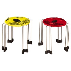 Gaetano Pesce Triple Play Side Tables, Resin & Steel, 21st Century