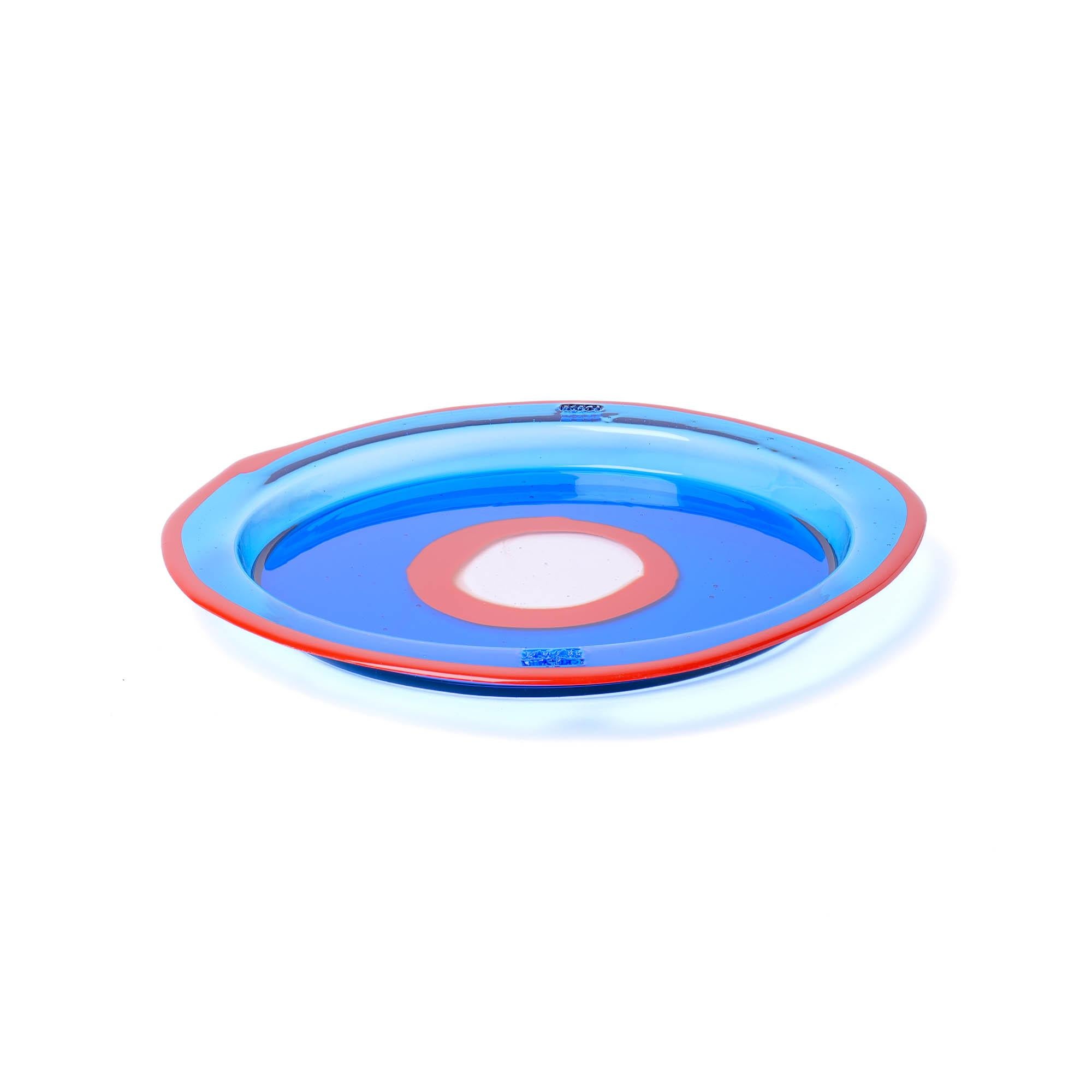 Italian Gaetano Pesce Try-Tray Round Medium Celestial Blue, Terracotta For Sale