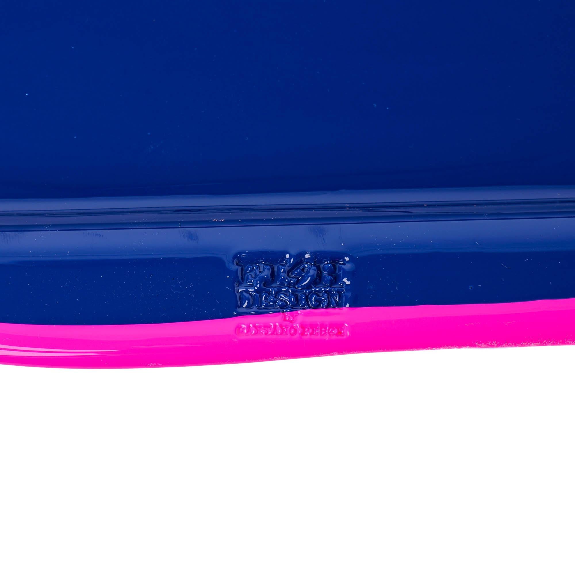 Gaetano Pesce Plateau moyen carré Try-Tray Bleu fluo Fuchsia Neuf - En vente à barasso, IT