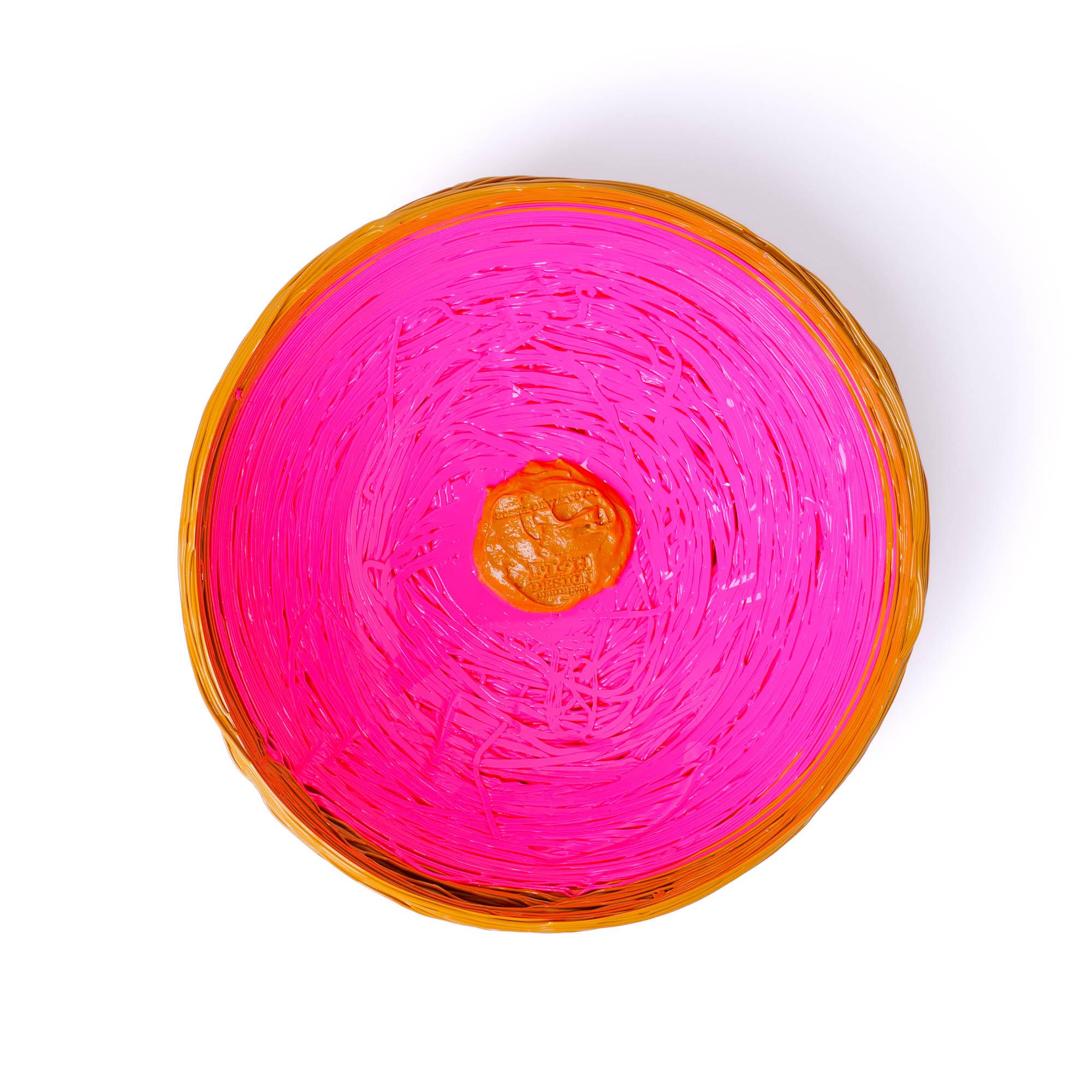 Italian Gaetano Pesce Tutti Frutti I Special M Resin Basket Ochre Fuchsia For Sale