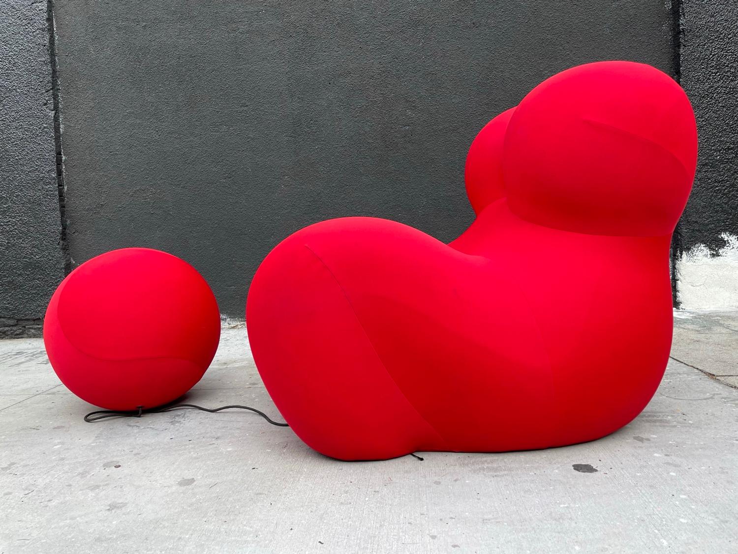 Architect, designer, sculptor and performance artist Gaetano Pesce, whom generally is considered to be inline with the ‘anti-design’ school-of-thought, designed the Up Series in 1969 for B&B Italia. 
His designs express political ideas that were