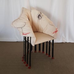 Gaetano Pesce White Fabric Armchair with Structure and Leg in Black Carbon Fiber