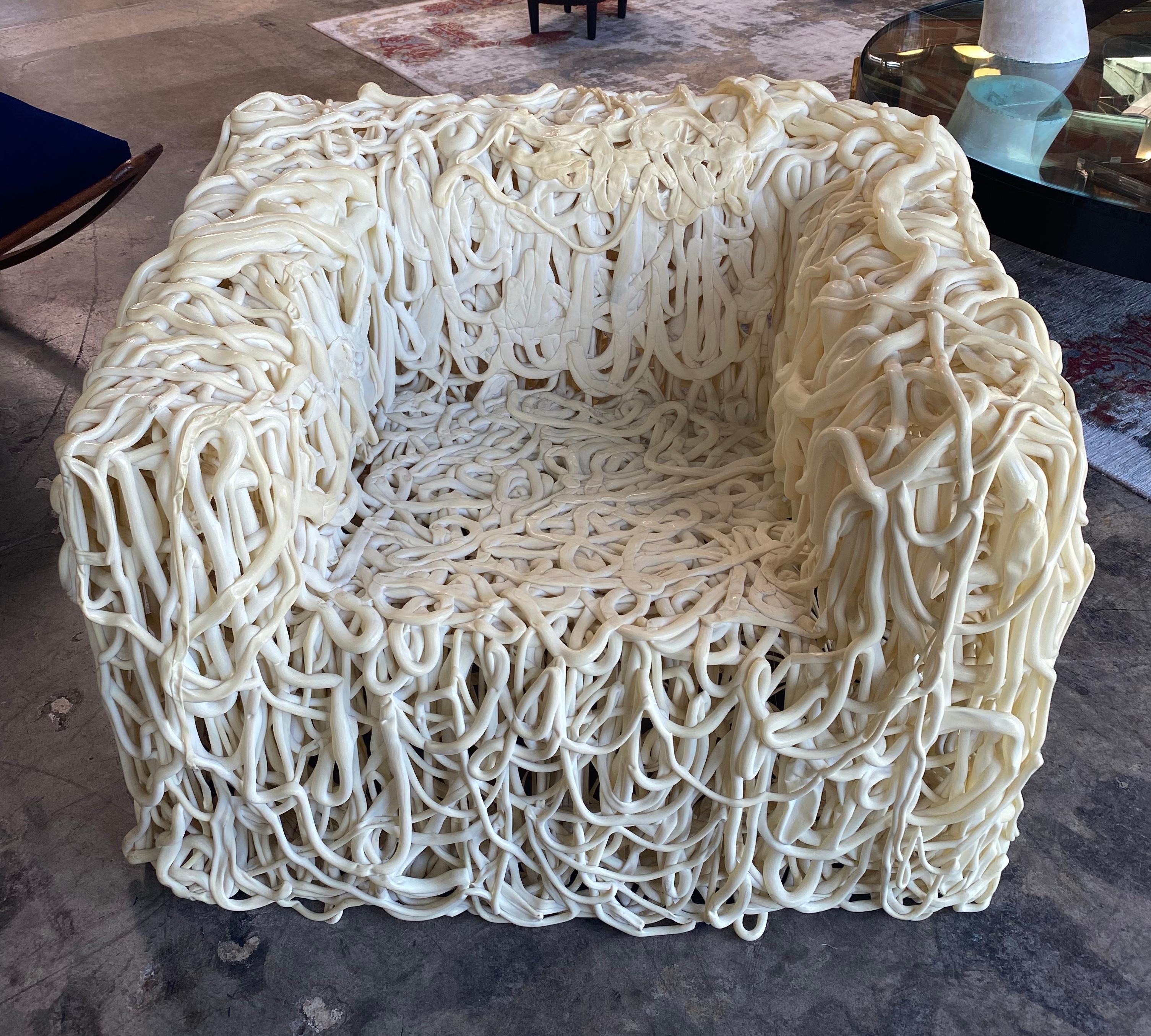 Modern Gaetano Pesce, White Silicone Curb Chair 