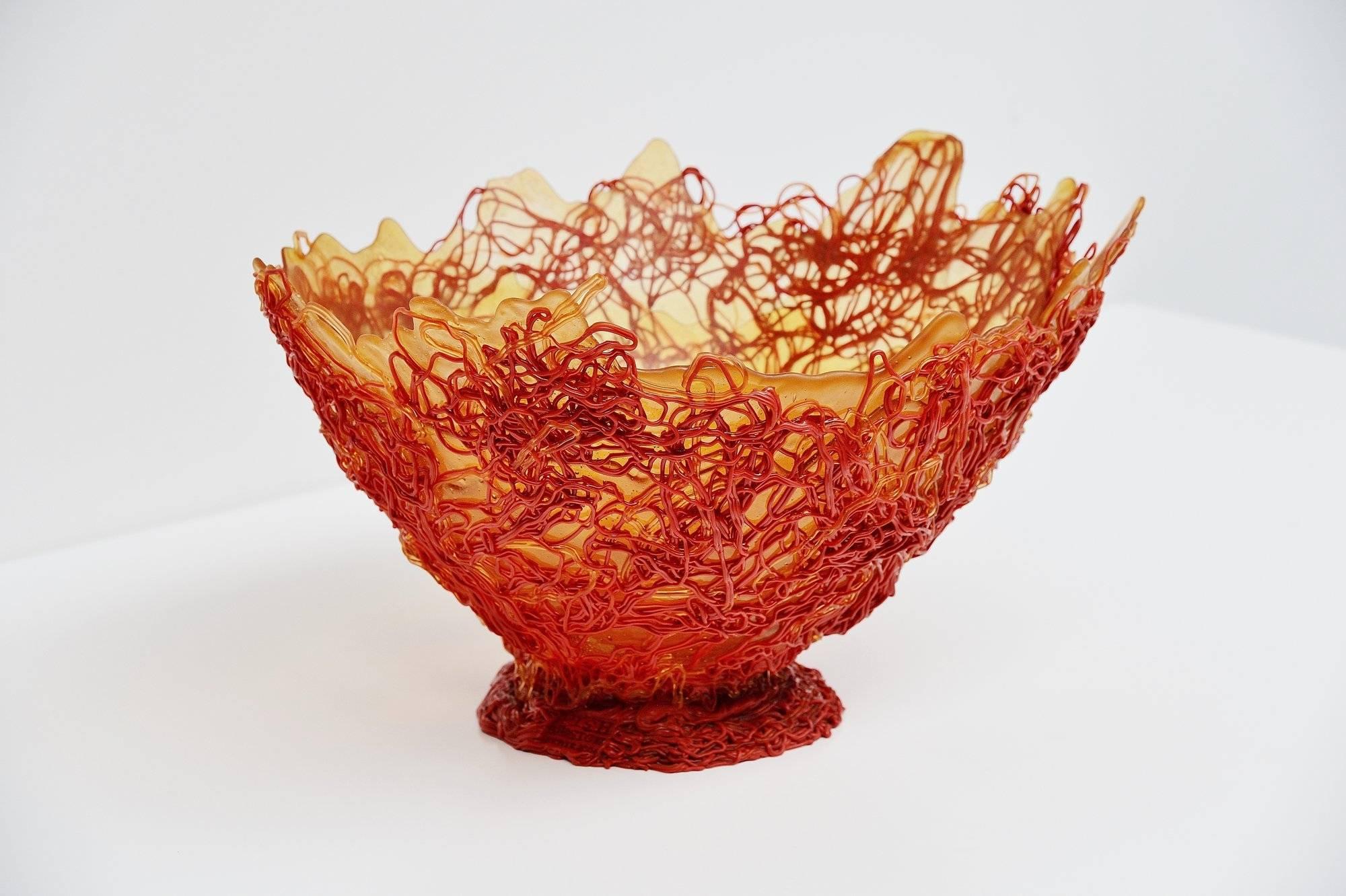 Ultra rare and extremely large spaghetti bowl designed by Gaetano Pesce for Fish Design, Italy 2004. This amazing large bowl is from the spaghetti series designed by Pesce and I have never seen a bowl in this size before. It has been in our personal