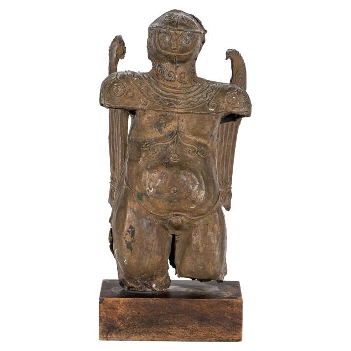 Gaetano Pompa Mid-Century Cast and Gilt Bronze, Winged Deity For Sale