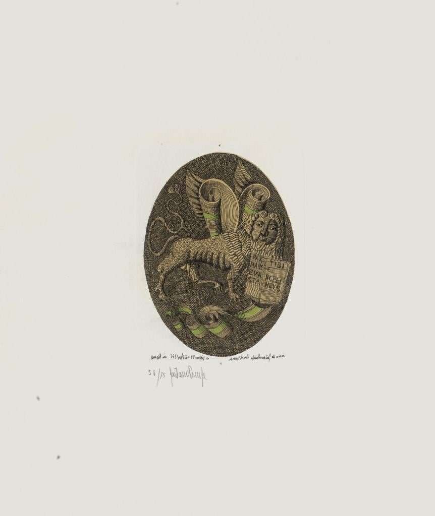 Lion est une gravure en couleur, réalisée par le maître italien contemporain, Gaetano Pompa. 

Signé et numéroté à la main au crayon dans la marge inférieure gauche. Ce spécimen est issu d'une édition limitée, 56/75.

En excellent état. Cette œuvre