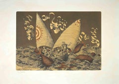 The Boat -  Etching by Gaetano Pompa - 1970s