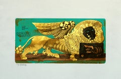 Le lion ailé - Gravure originale de Gaetano Pompa - 1980 environ.