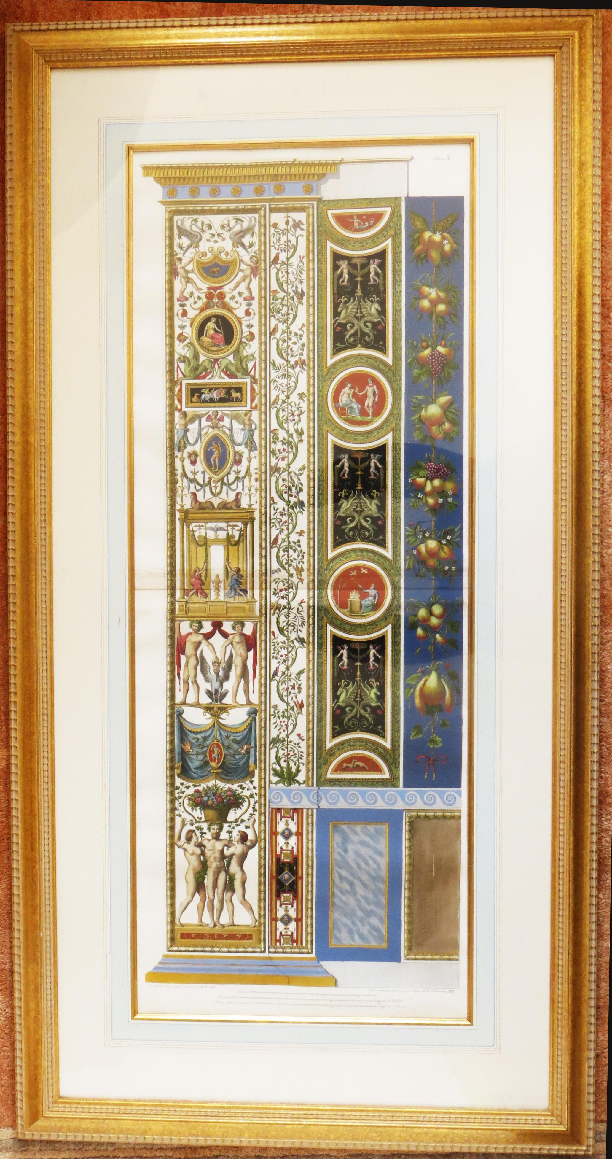 Assiette X Pilaster Logge di Rafaele nel Vaticano (Raphael's Loggia in the Vatican) - Noir Interior Print par Gaetano Savorelli