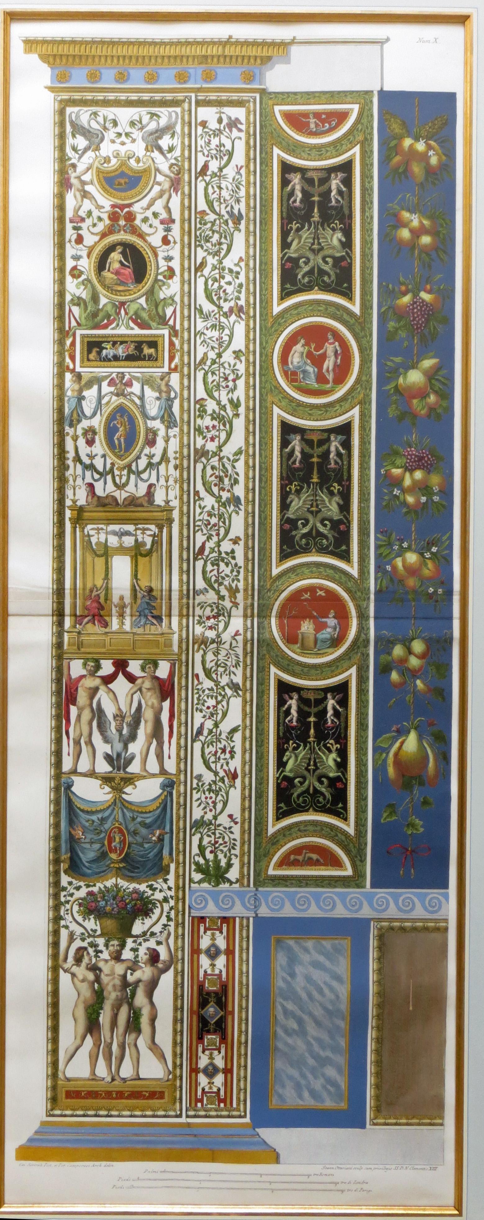 Gaetano Savorelli Interior Print - Logge di Rafaele nel Vaticano (Raphael's Loggia in the Vatican) Plate X Pilaster