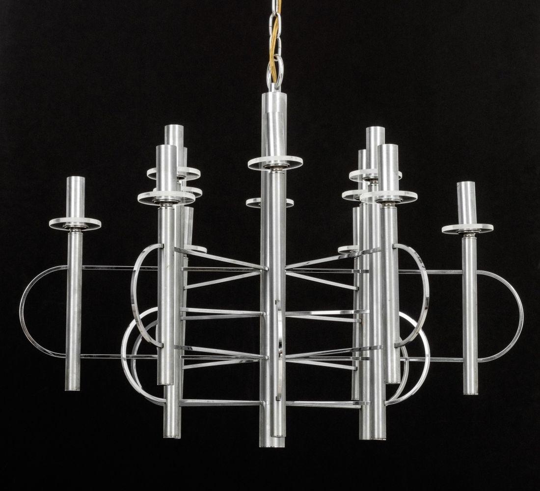 Gaetano Sciolari Lustre à 12 lumières chromées Bon état - En vente à Astoria, NY