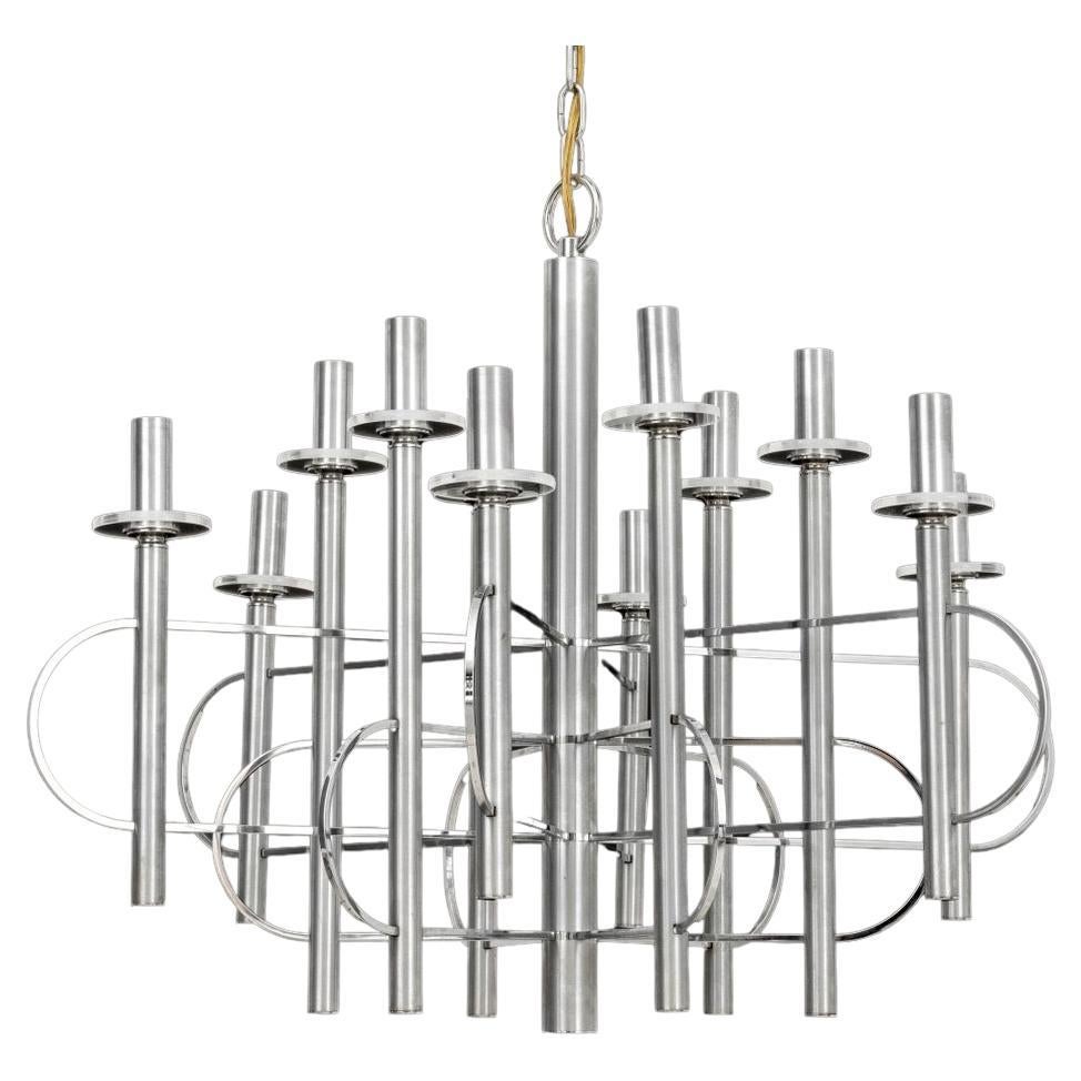 Gaetano Sciolari Lustre à 12 lumières chromées en vente