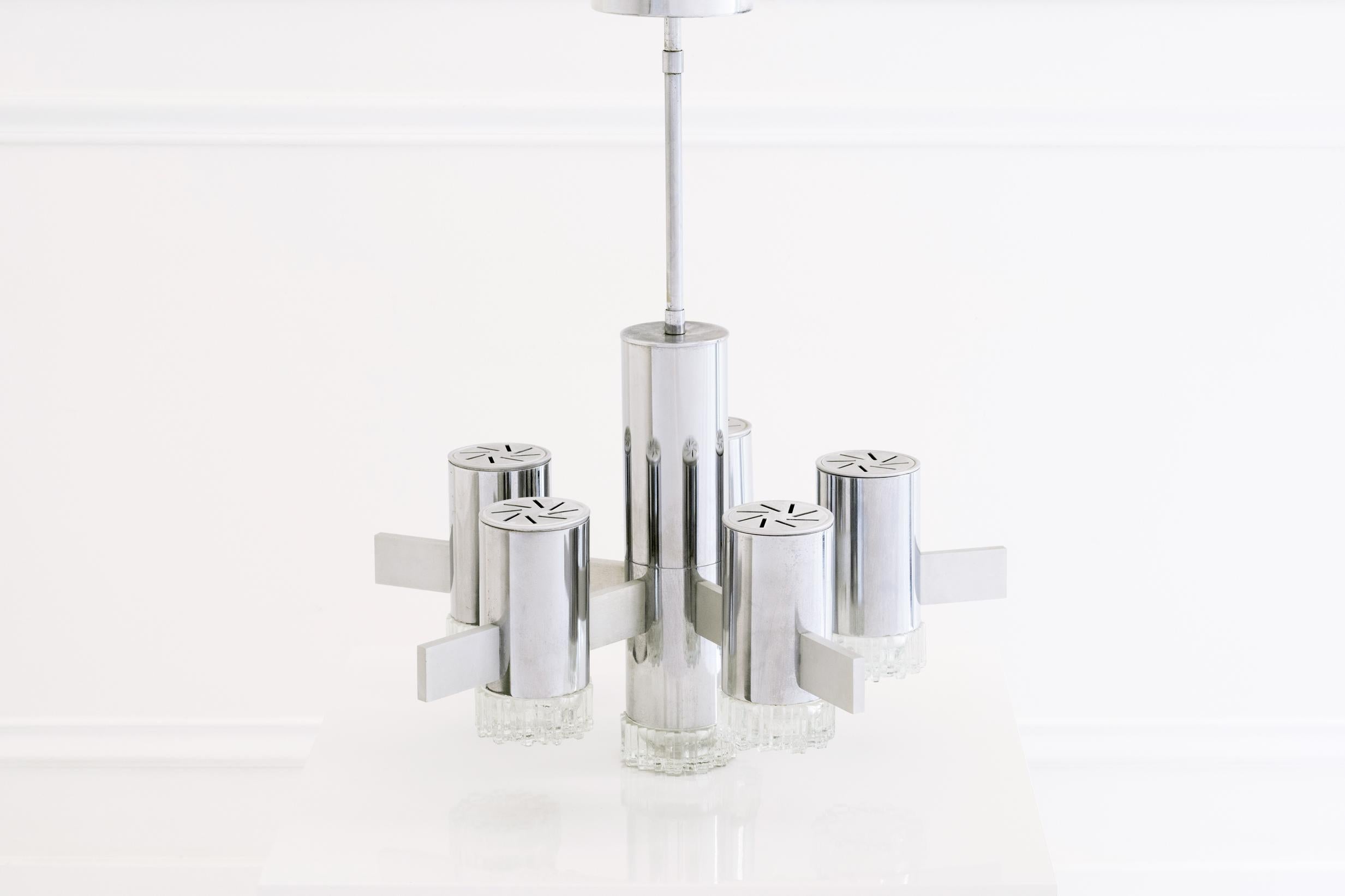 Gaetano Sciolari - Italienischer Silberkronleuchter mit 6 Lights, 1970er Jahre im Angebot 1