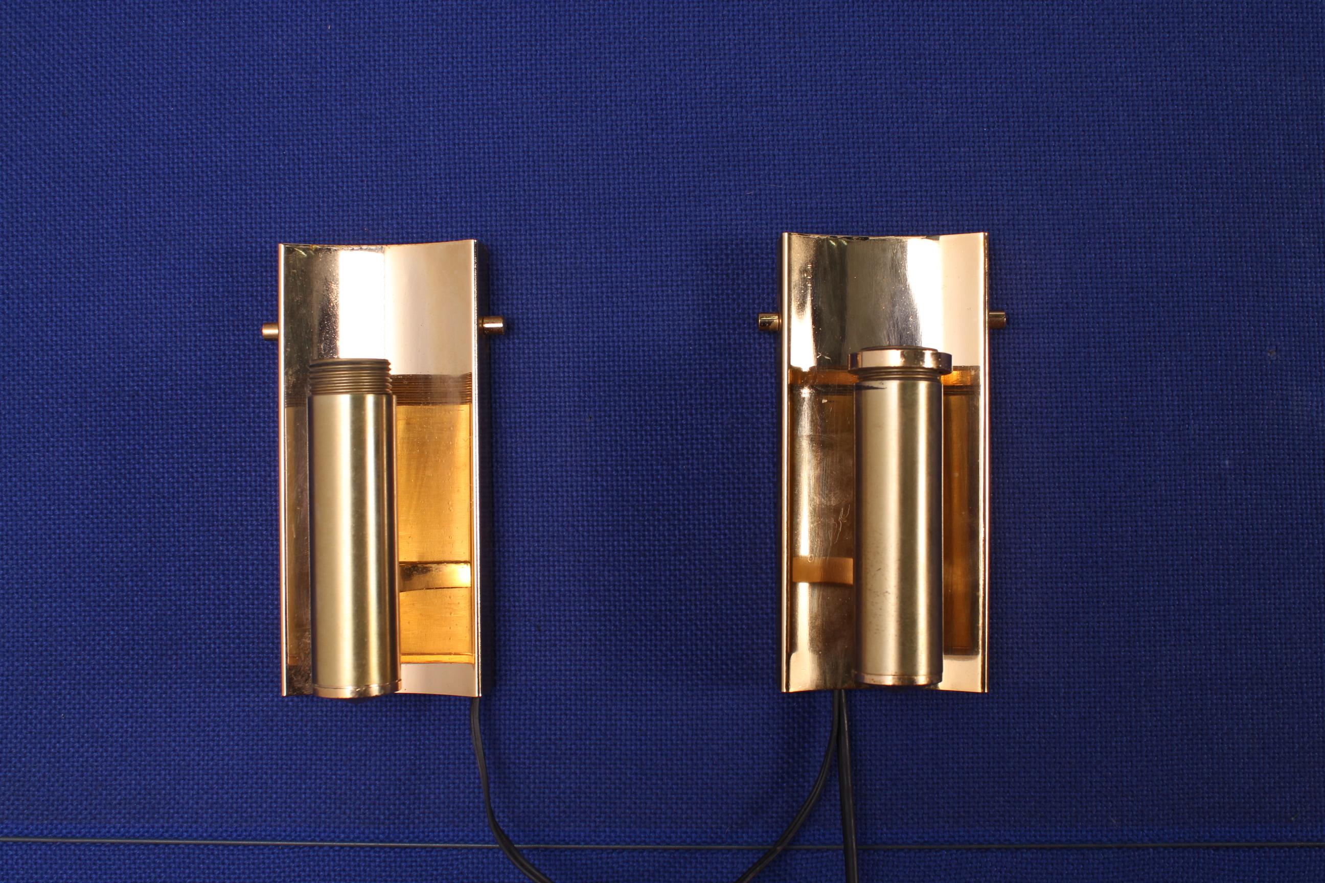 20th Century Modern Brass Glass Appliques Gaetano Sciolari Italy 70s set of 4 9