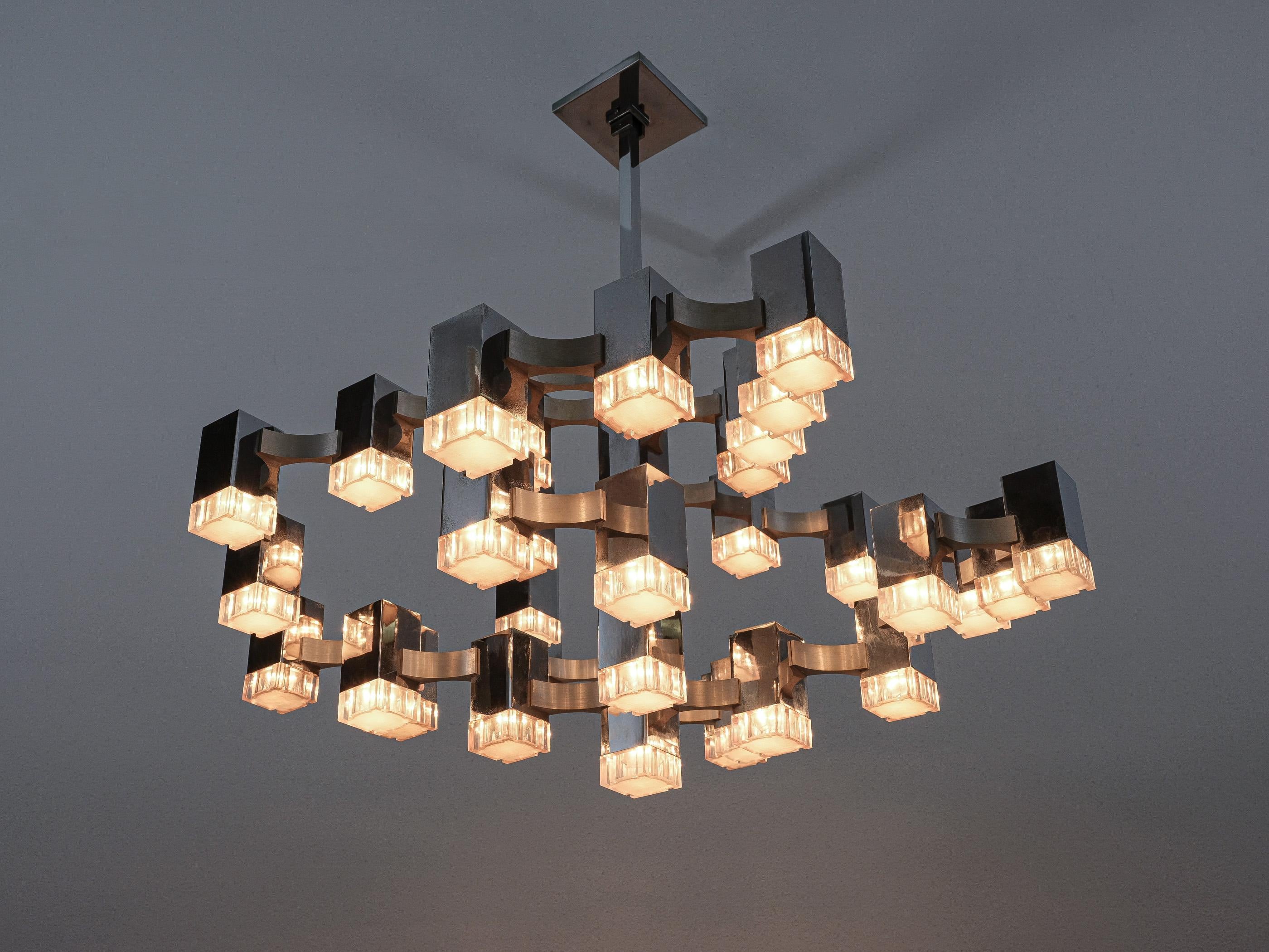 Gaetano Sciolari 37 Lights Cubic Chrome Kronleuchter, Italien, Mid-Century Modern 6