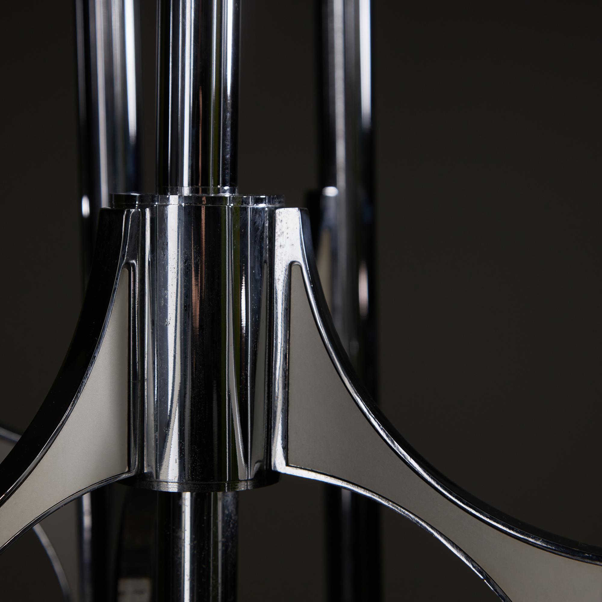 Aluminium Lustre à 9 bras de Gaetano Sciolari, années 1960 en vente
