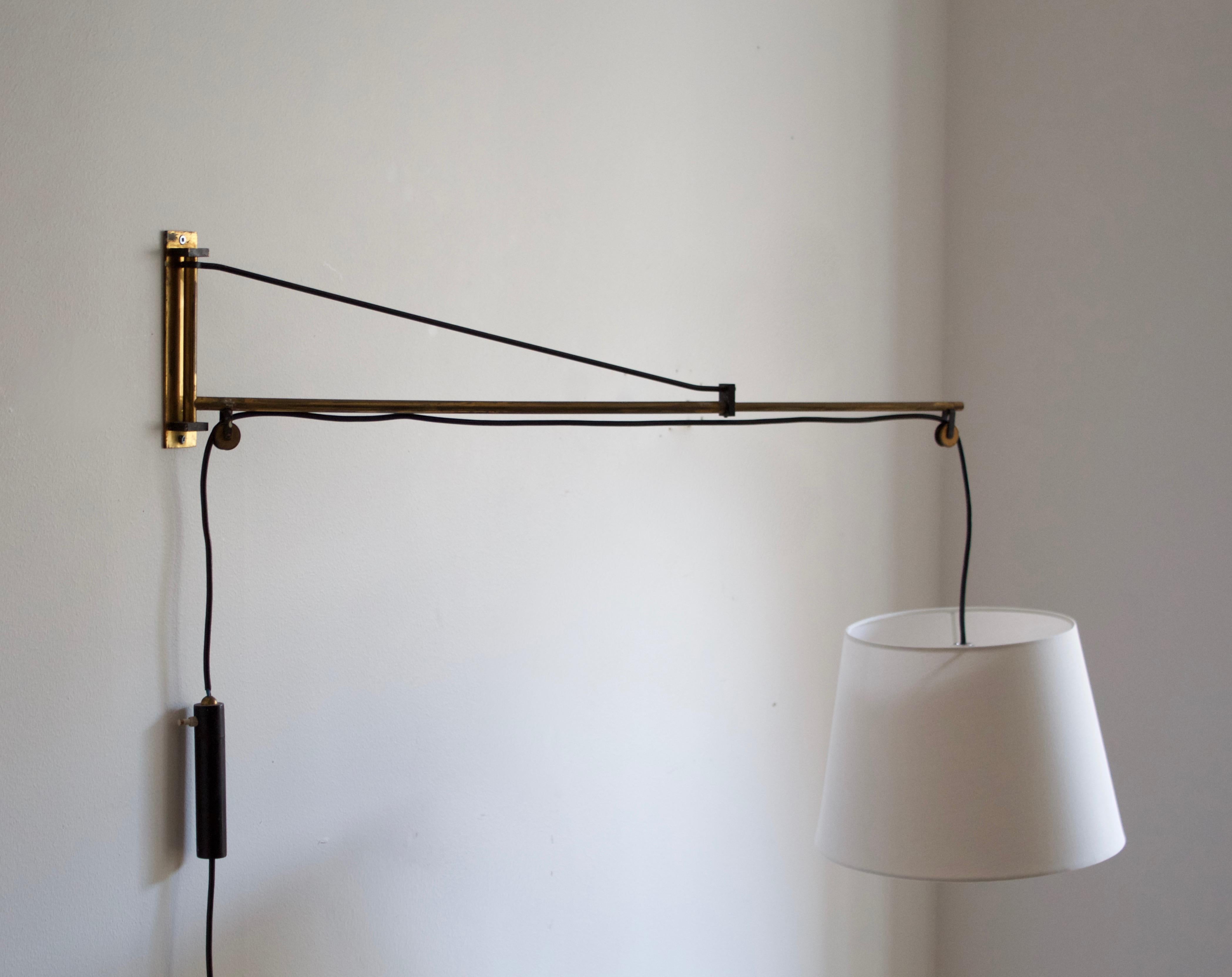 Gaetano Sciolari, Adjustable Wall Light, Metal, Brass, Stilnovo, Italy, 1954 1