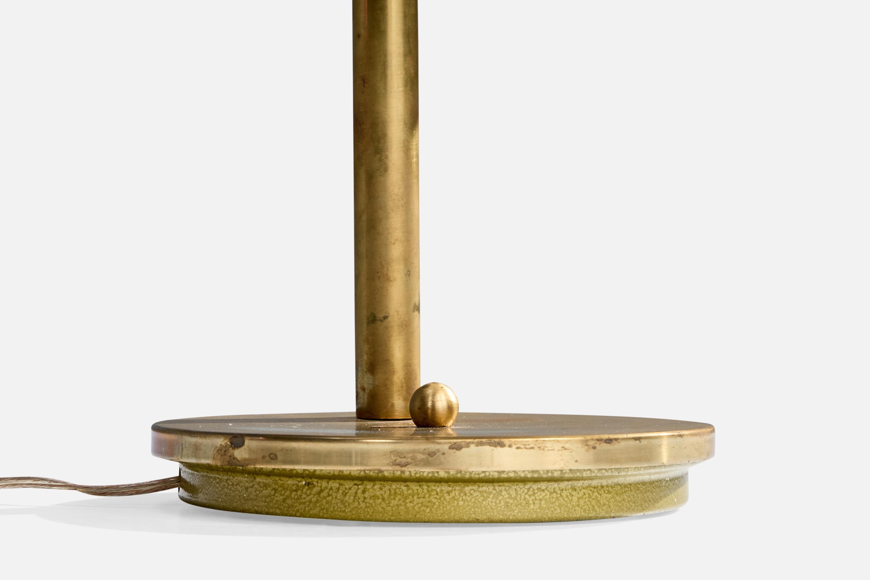 Gaetano Sciolari Attribution, Tischlampe, Glas, Messing, Italien, 1970er im Angebot 6