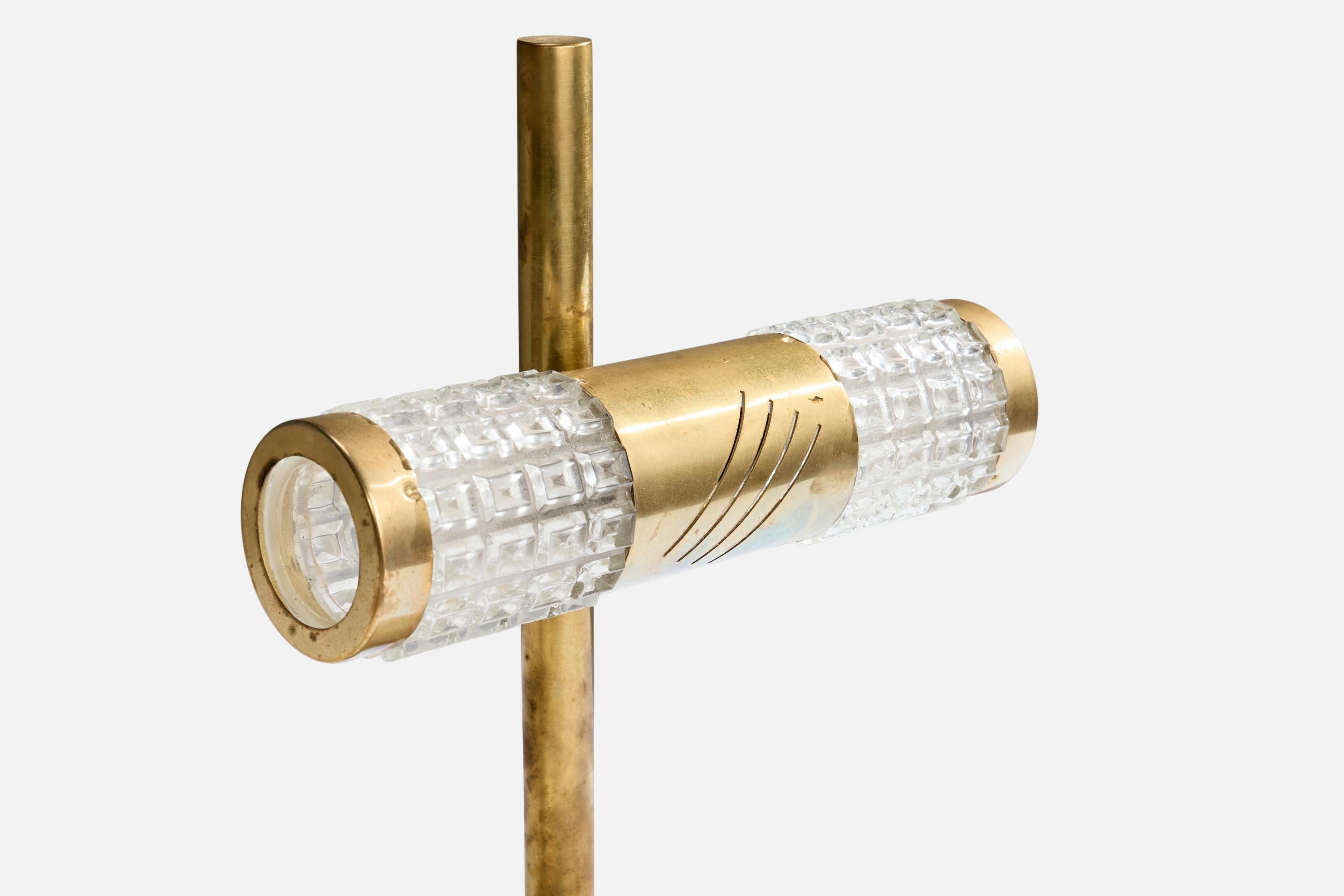 Gaetano Sciolari Attribution, Tischlampe, Glas, Messing, Italien, 1970er (Ende des 20. Jahrhunderts) im Angebot