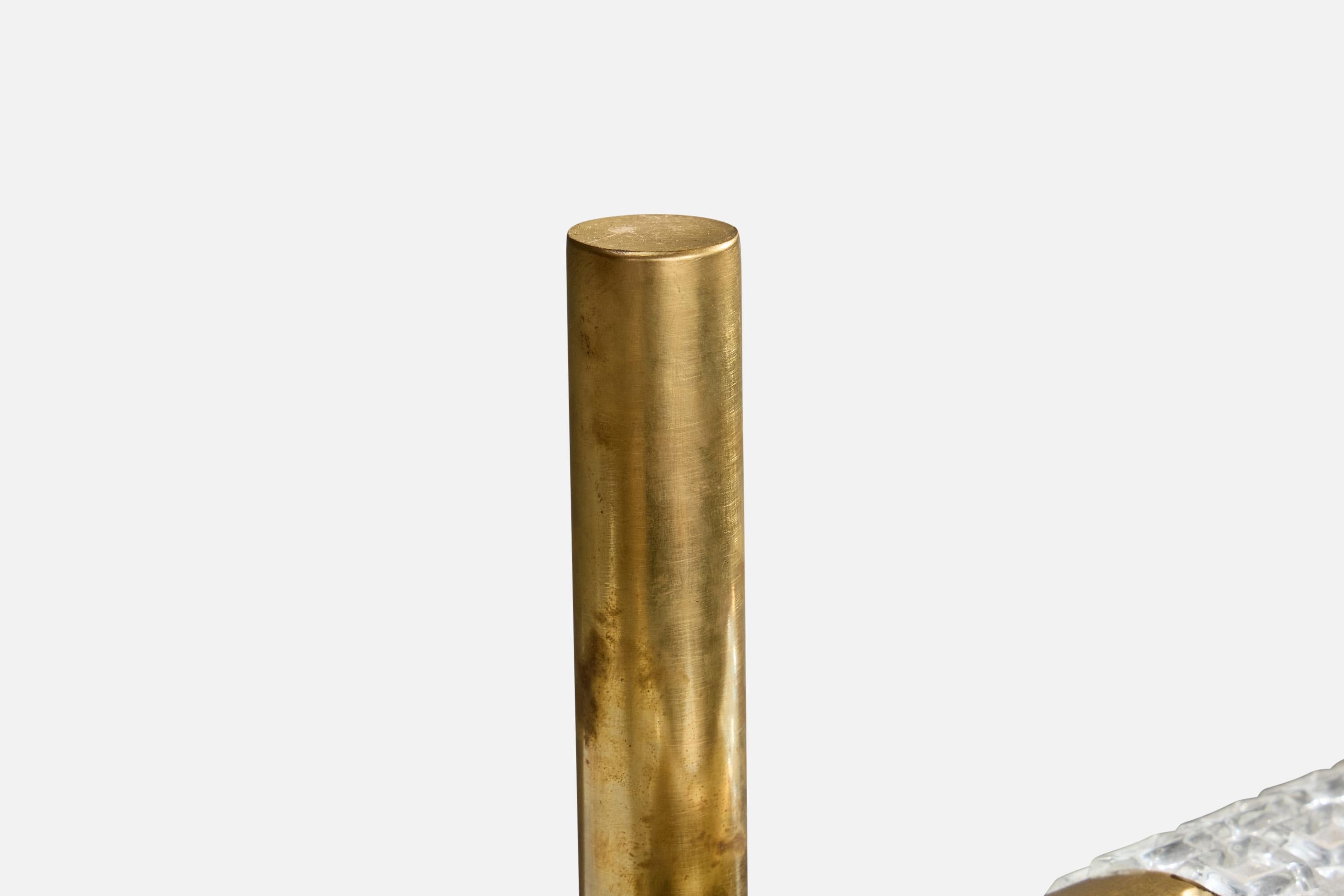 Gaetano Sciolari Attribution, Tischlampe, Glas, Messing, Italien, 1970er im Angebot 1