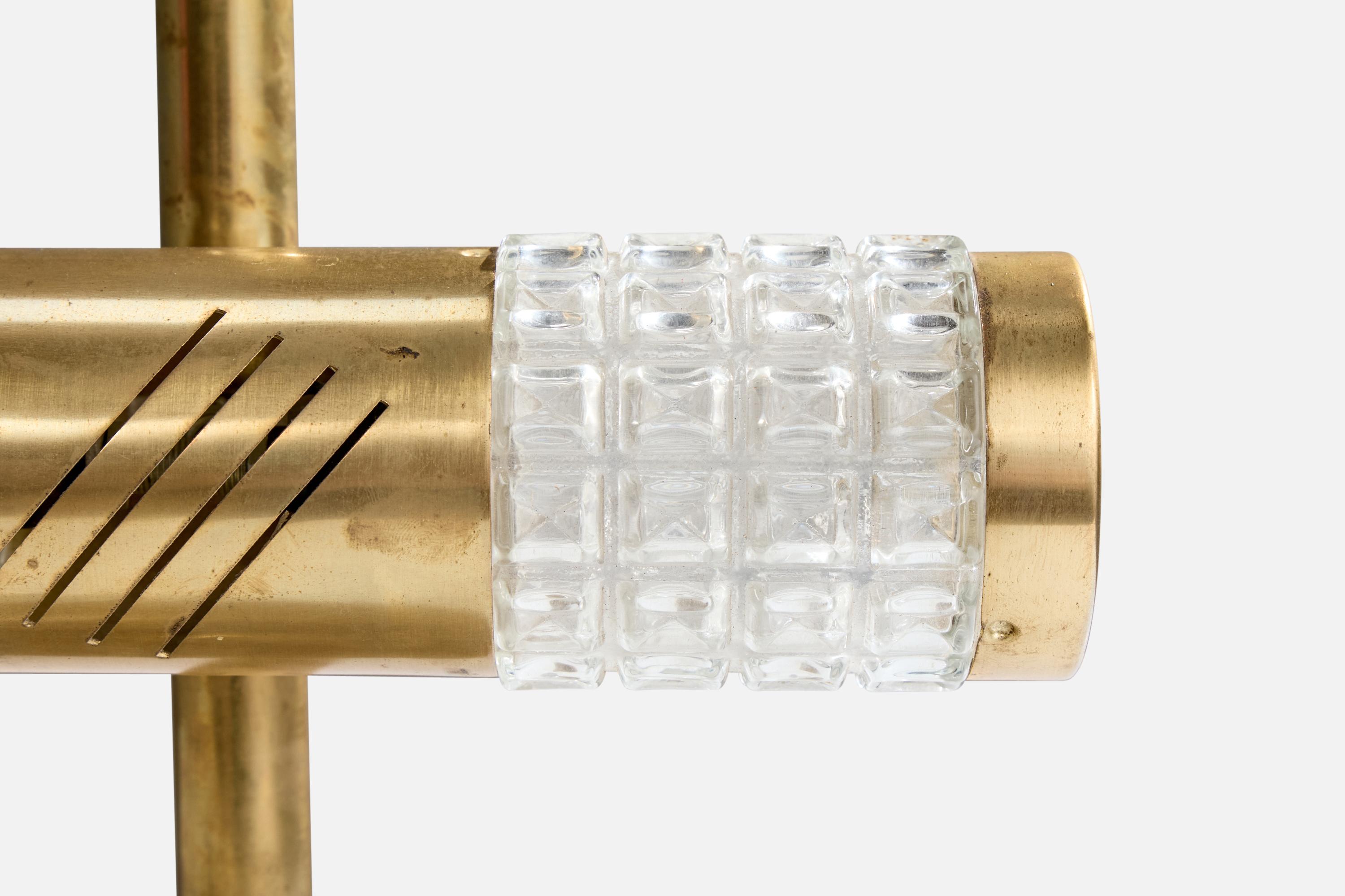 Gaetano Sciolari Attribution, Tischlampe, Glas, Messing, Italien, 1970er im Angebot 3