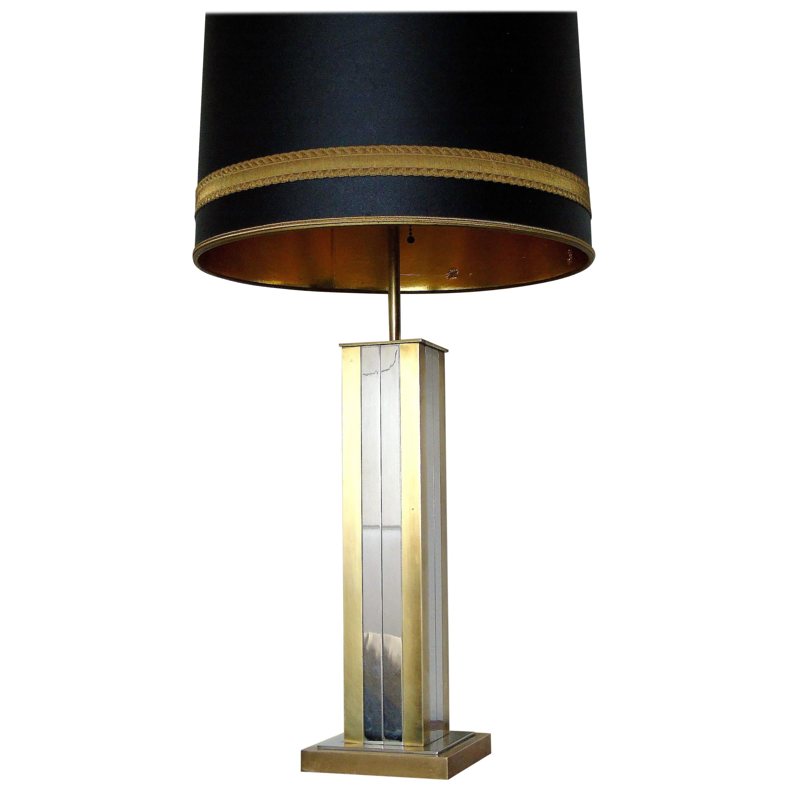 Gaetano Sciolari Brass and Chrome Table Lamp, 1960s