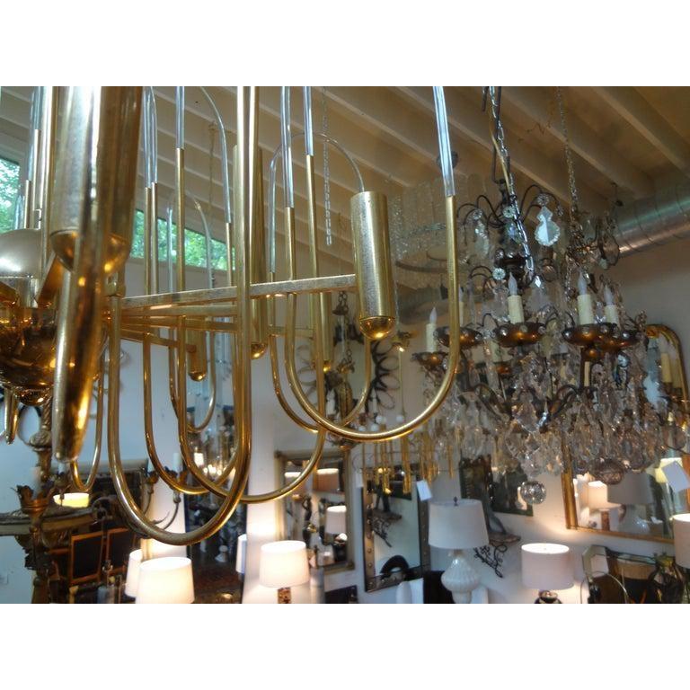 Gaetano Sciolari Italian Brass and Glass Chandelier In Good Condition In Houston, TX
