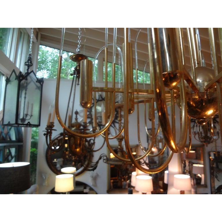 Gaetano Sciolari Italian Brass and Glass Chandelier 4