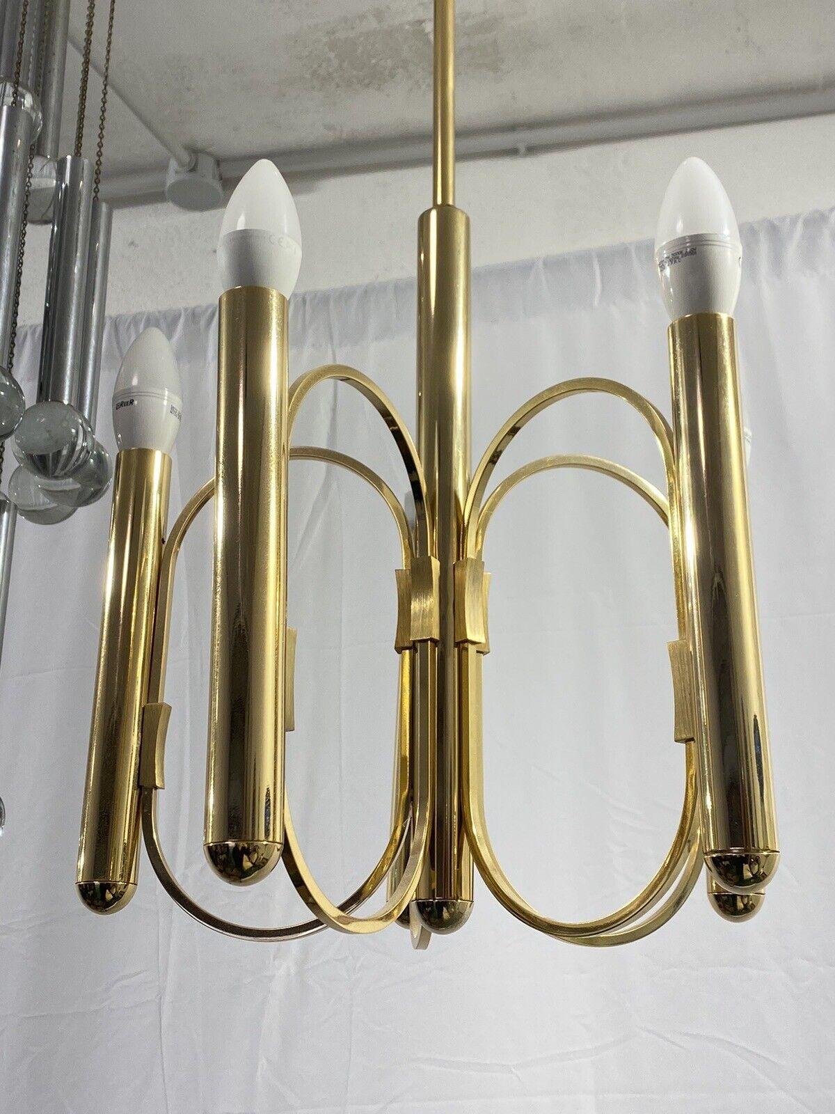 Gaetano Sciolari laiton Lustre 5 Lumières design Bon état - En vente à Taranto, IT
