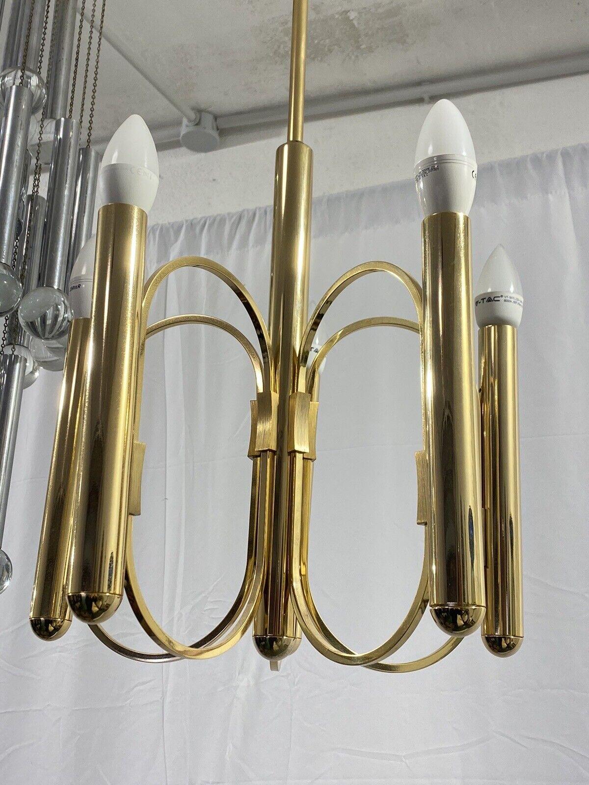 Late 20th Century Gaetano Sciolari laiton Lustre 5 Lumières design en vente