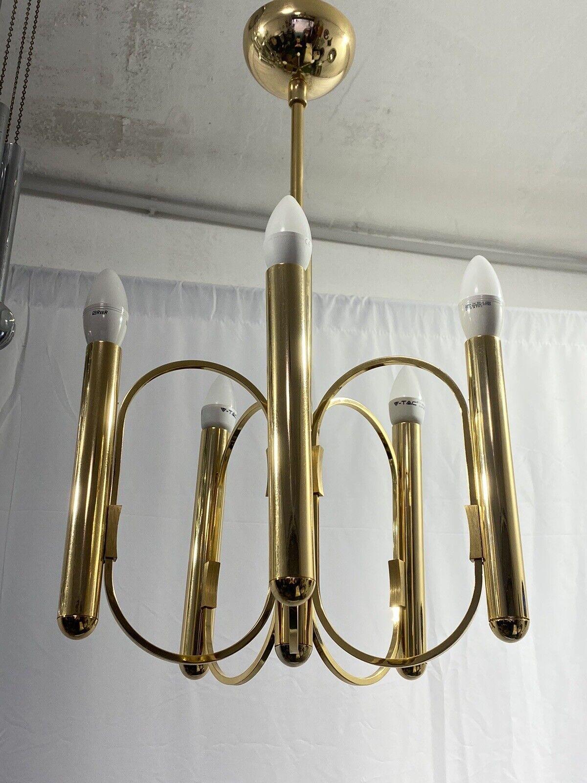 Gaetano Sciolari laiton Lustre 5 Lumières design en vente 1