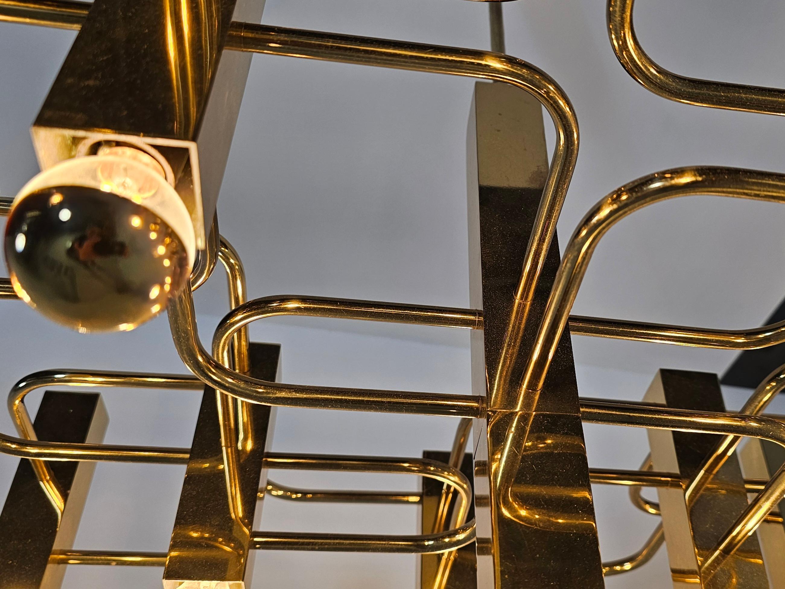Gaetano Sciolari Brass Chandelier for Boulanger, Belgium, 1970s 5