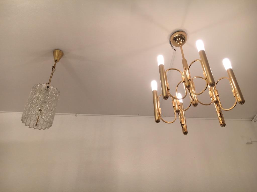 Gaetano Sciolari Brass Chandelier, Italy, 1970s For Sale 2