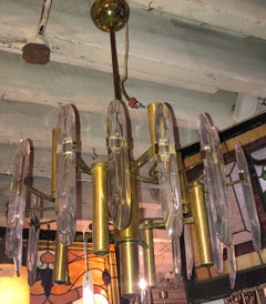 Gaetano Sciolari Brass & Glass Chandelier
