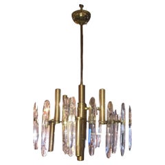 Gaetano Sciolari Brass & Glass Chandelier