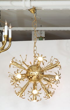 Gaetano Sciolari Brass Sputnik Chandelier, Italy, circa 1960