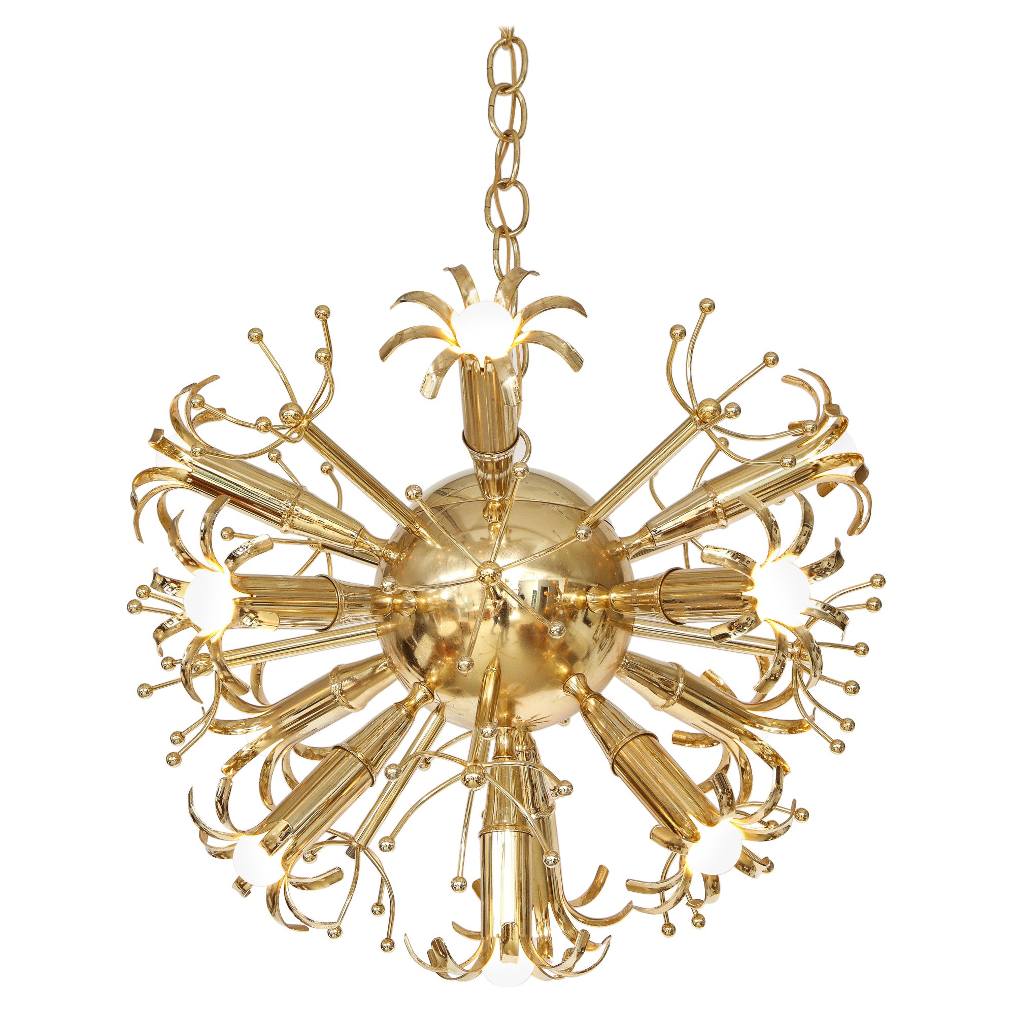 Lampadario Sputnik in ottone di Gaetano Sciolari, Italia, circa 1960 in vendita