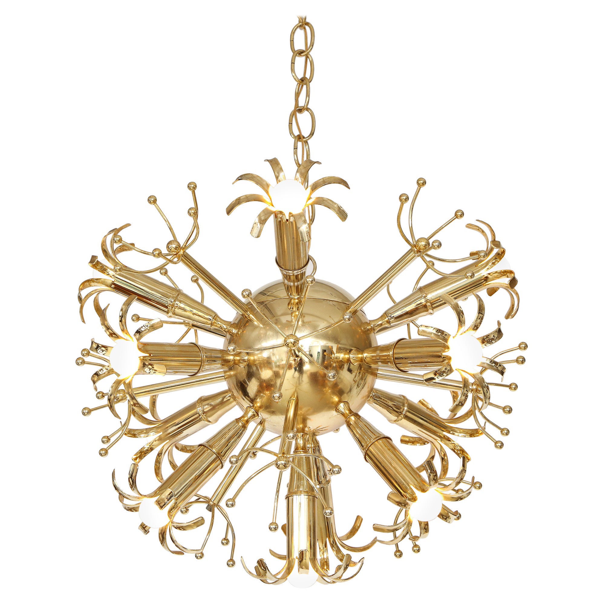 Gaetano Sciolari Brass Starburst Sputnik Chandelier, Italy, 1960