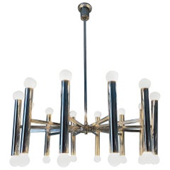 Lights en acier inoxydable brossé Gaetano Sciolari, Italie, milieu du 20e siècle