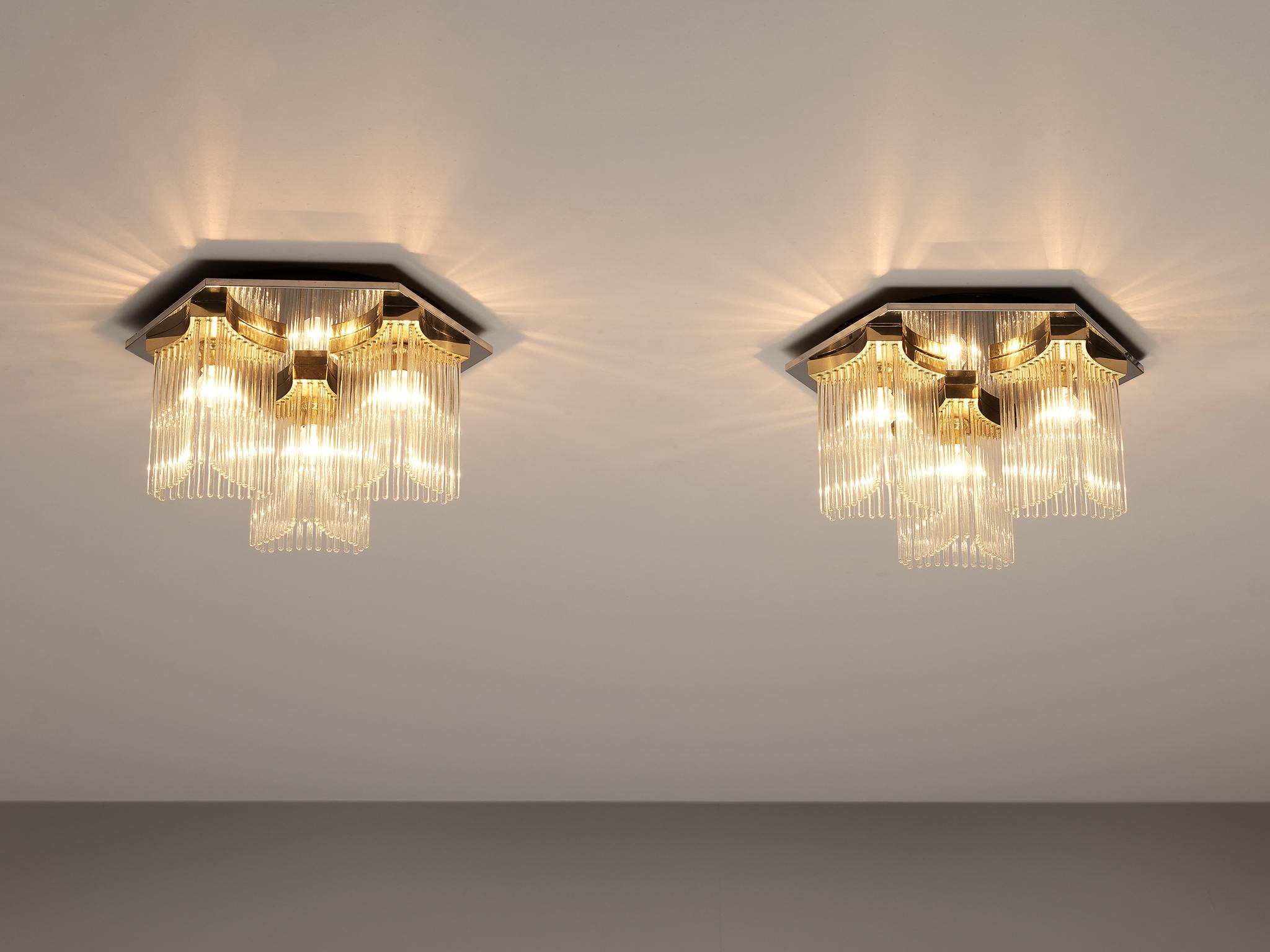 Post-Modern Gaetano Sciolari Ceiling Lights in Metal and Glass  For Sale