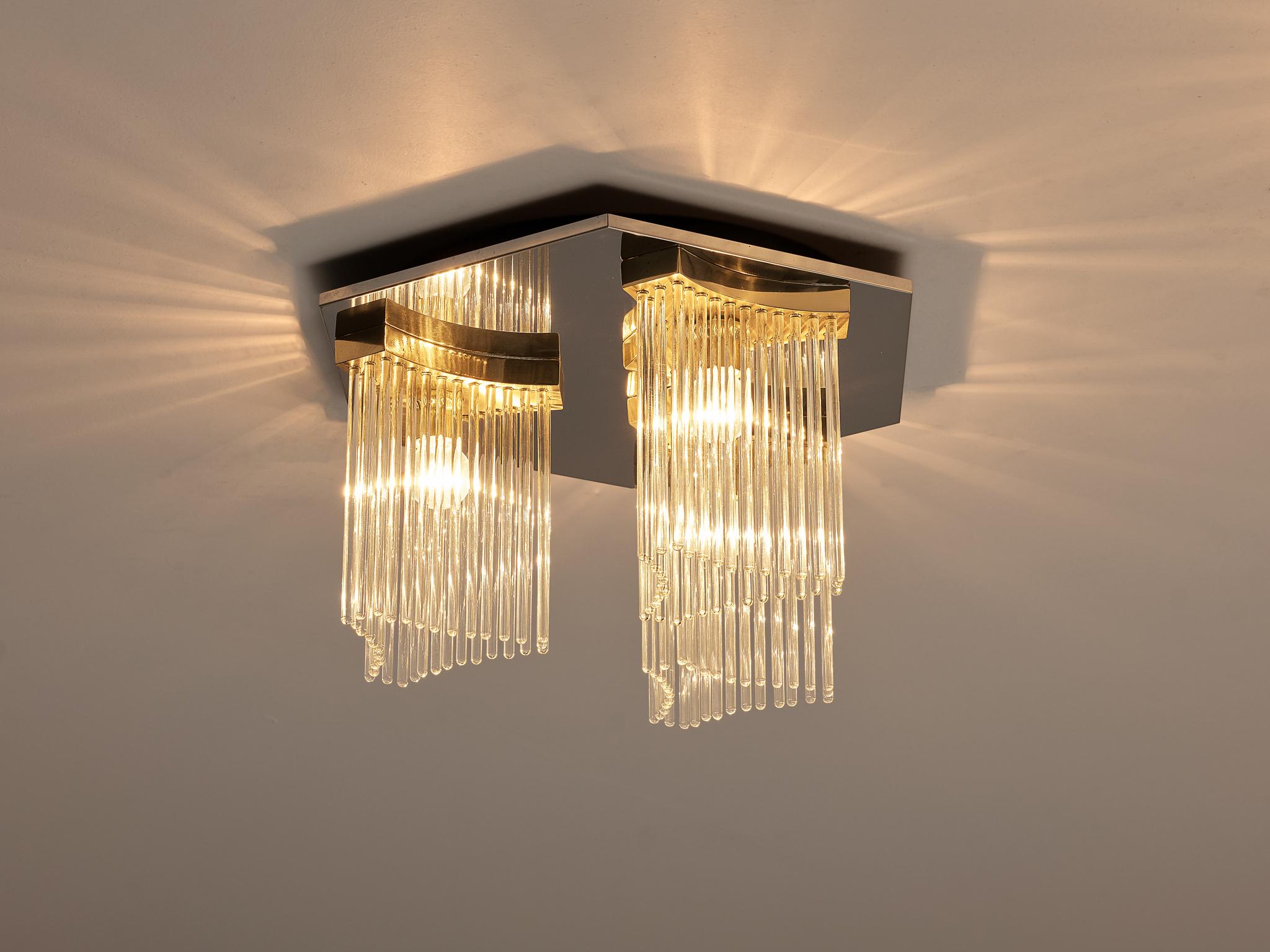 Late 20th Century Gaetano Sciolari Ceiling Lights in Metal and Glass  For Sale