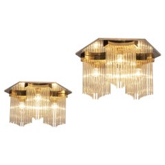 Vintage Gaetano Sciolari Ceiling Lights in Metal and Glass 