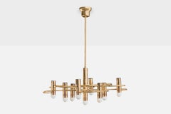 Gaetano Sciolari, Chandelier, Brass, Italy, 1960s