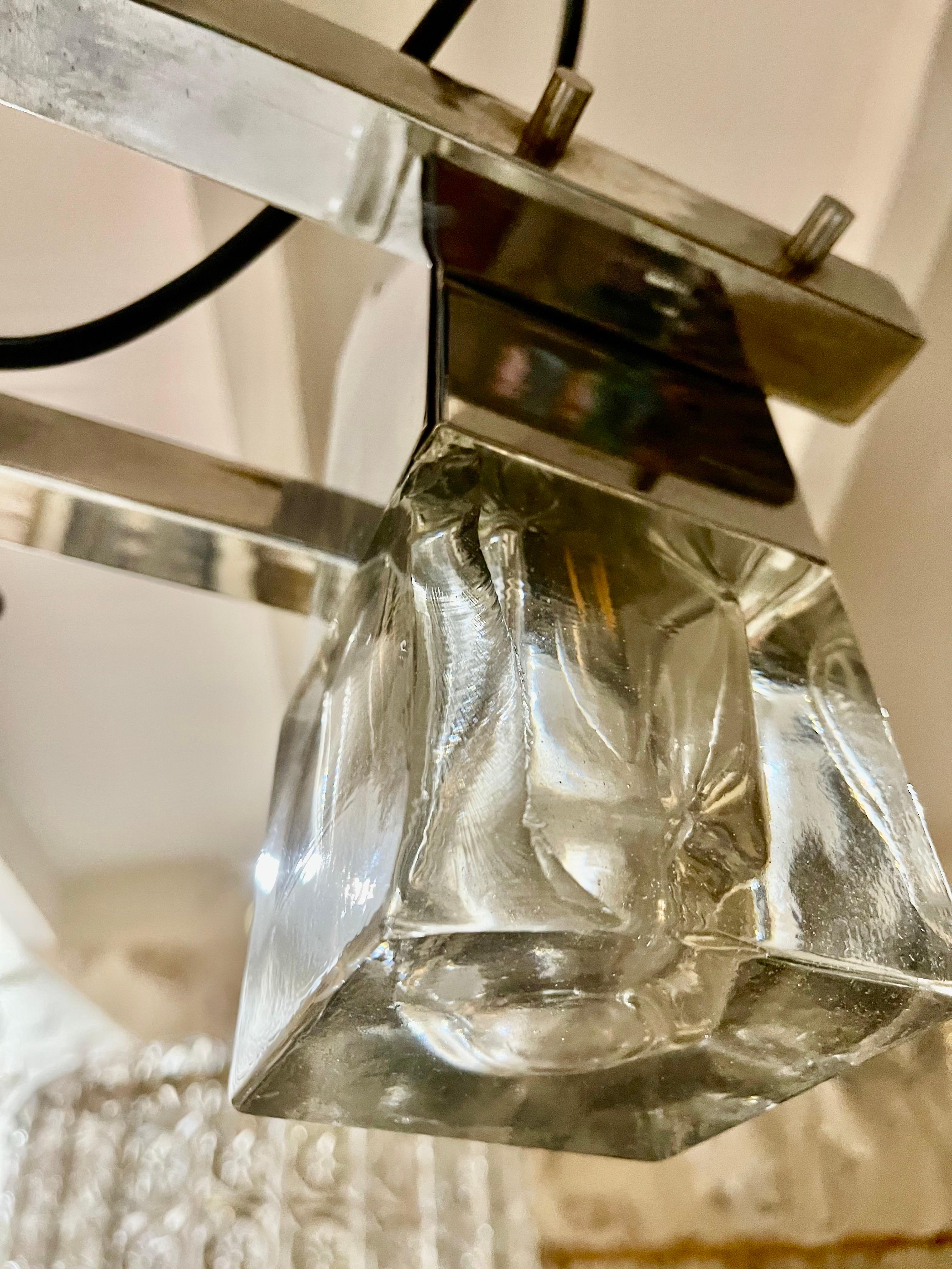 Murano Glass Gaetano Sciolari Chandelier Glass Murano with Chrome, Italy, 1970 For Sale
