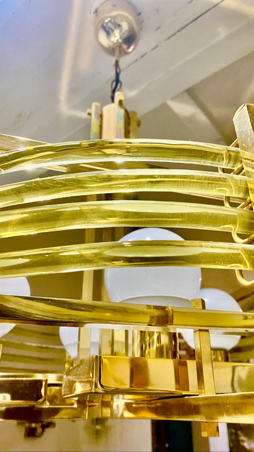 Gaetano Sciolari Chandelier Glass Murano with Gold Plated Structure Model Unique In Good Condition In DÉNIA, ES