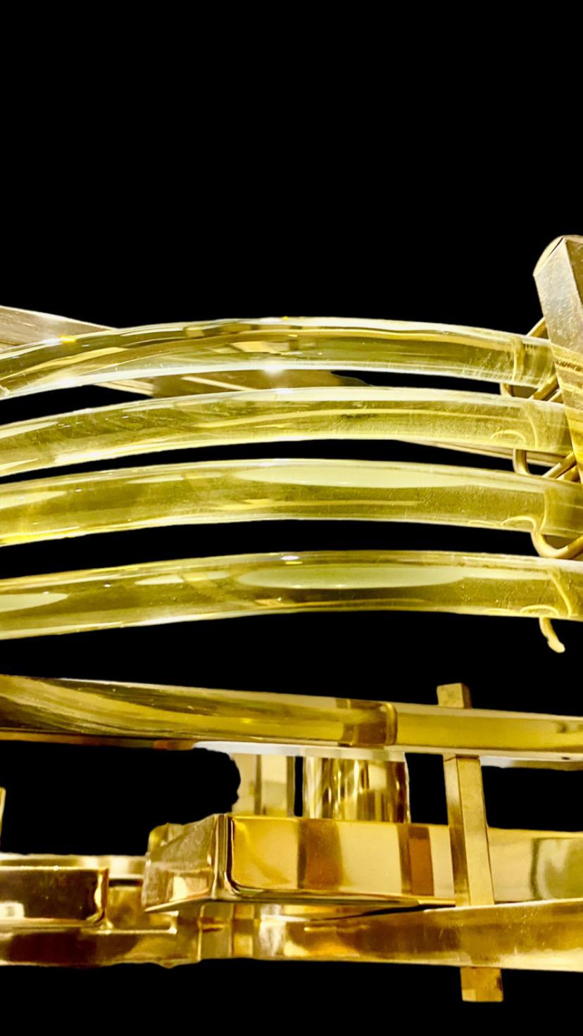 Late 20th Century Gaetano Sciolari Chandelier Glass Murano with Gold Plated Structure Model Unique